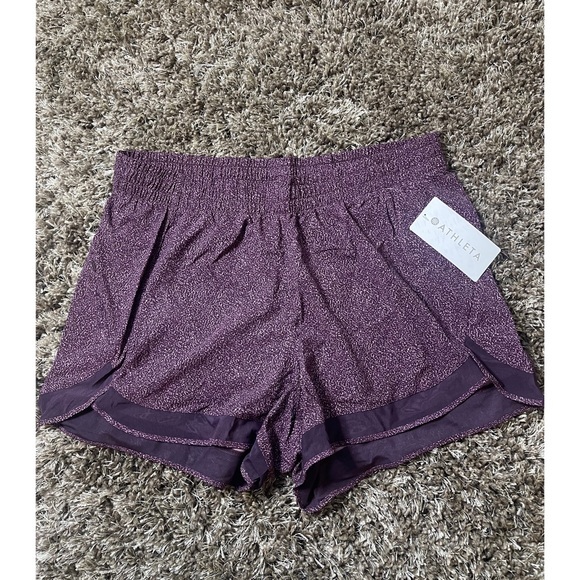 Athleta Womens Shorts Pink Printed Mesh Racer Run Mid Rise Elastic Waist 4" - Picture 2 of 8